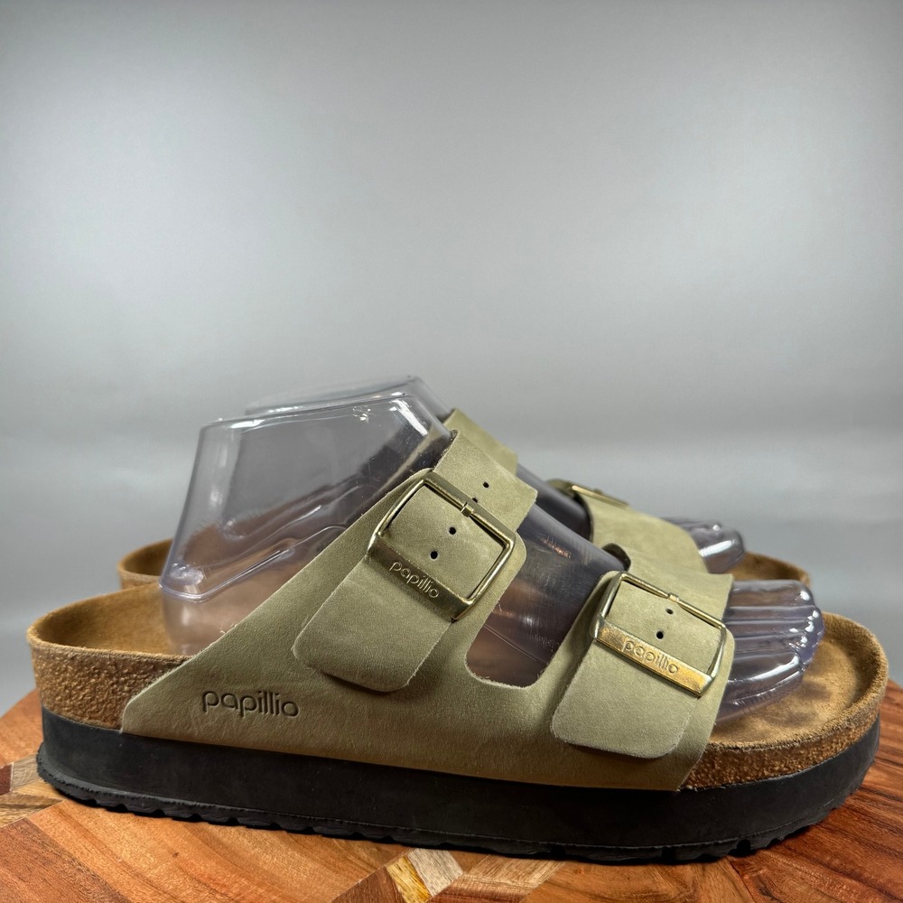 Papillio by Birkenstock Arizona Chunky Sage Green Suede Platform Sandals 42 L11